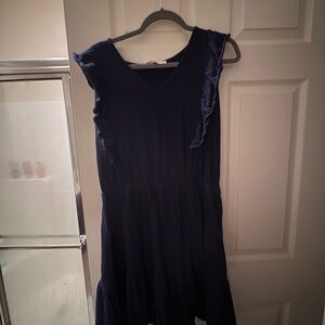 LOFT Navy Ruffle Sleeve Mini Dress